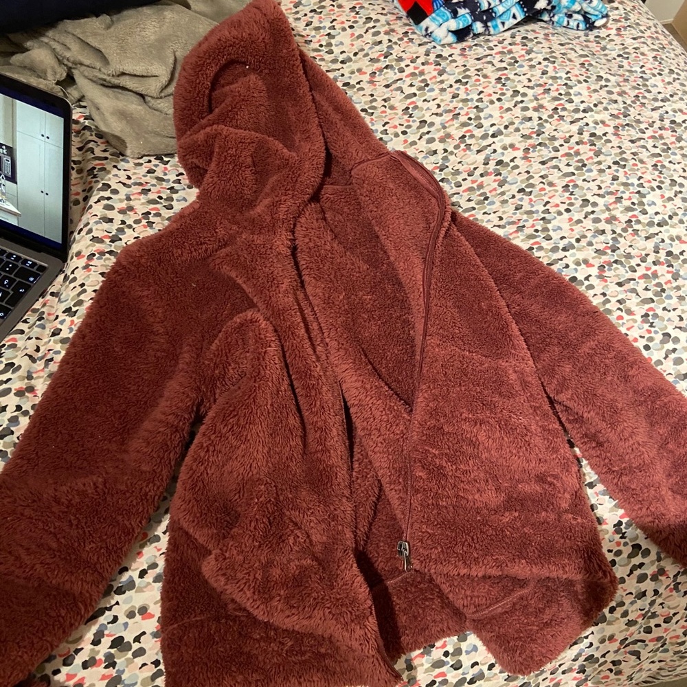 fluffy zip up hoodie